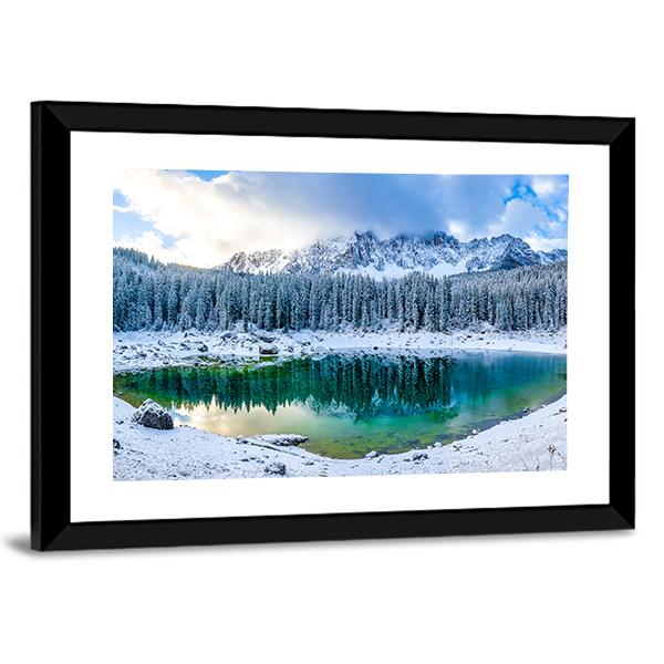 Karer Lake In Winter Canvas Wall Art-5 Horizontal-Gallery Wrap-22" x 12"-Tiaracle