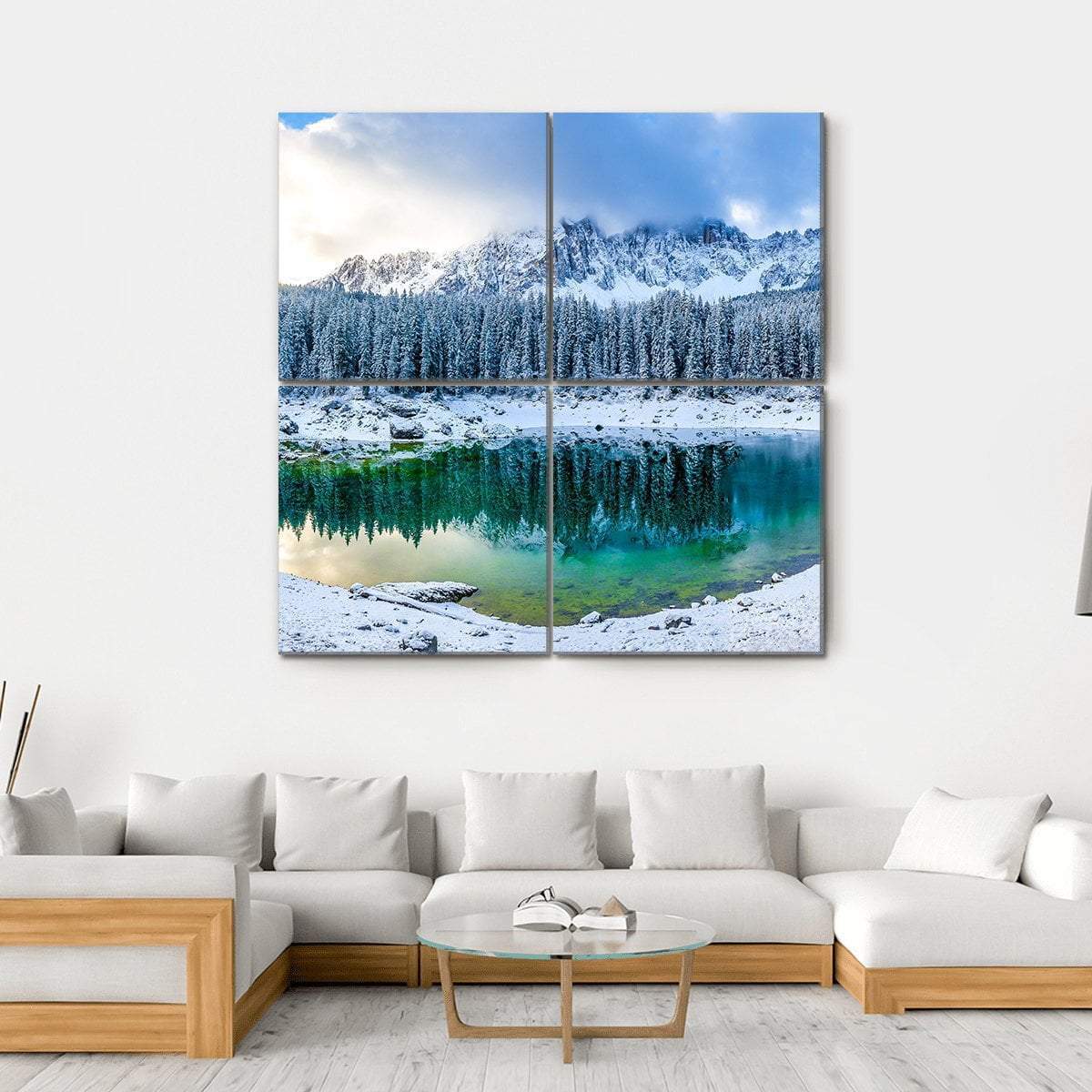 Karer Lake In Winter Canvas Wall Art-4 Square-Gallery Wrap-17" x 17"-Tiaracle