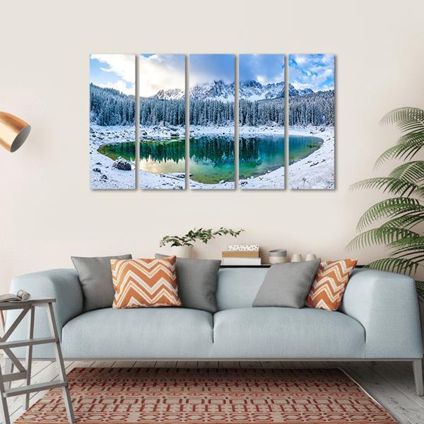 Karer Lake In Winter Canvas Wall Art-5 Horizontal-Gallery Wrap-22" x 12"-Tiaracle