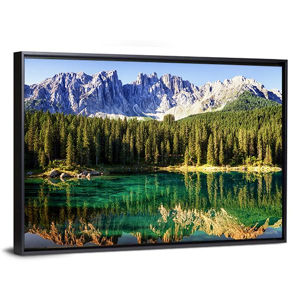Karer Lake Italy Canvas Wall Art-5 Horizontal-Gallery Wrap-22" x 12"-Tiaracle