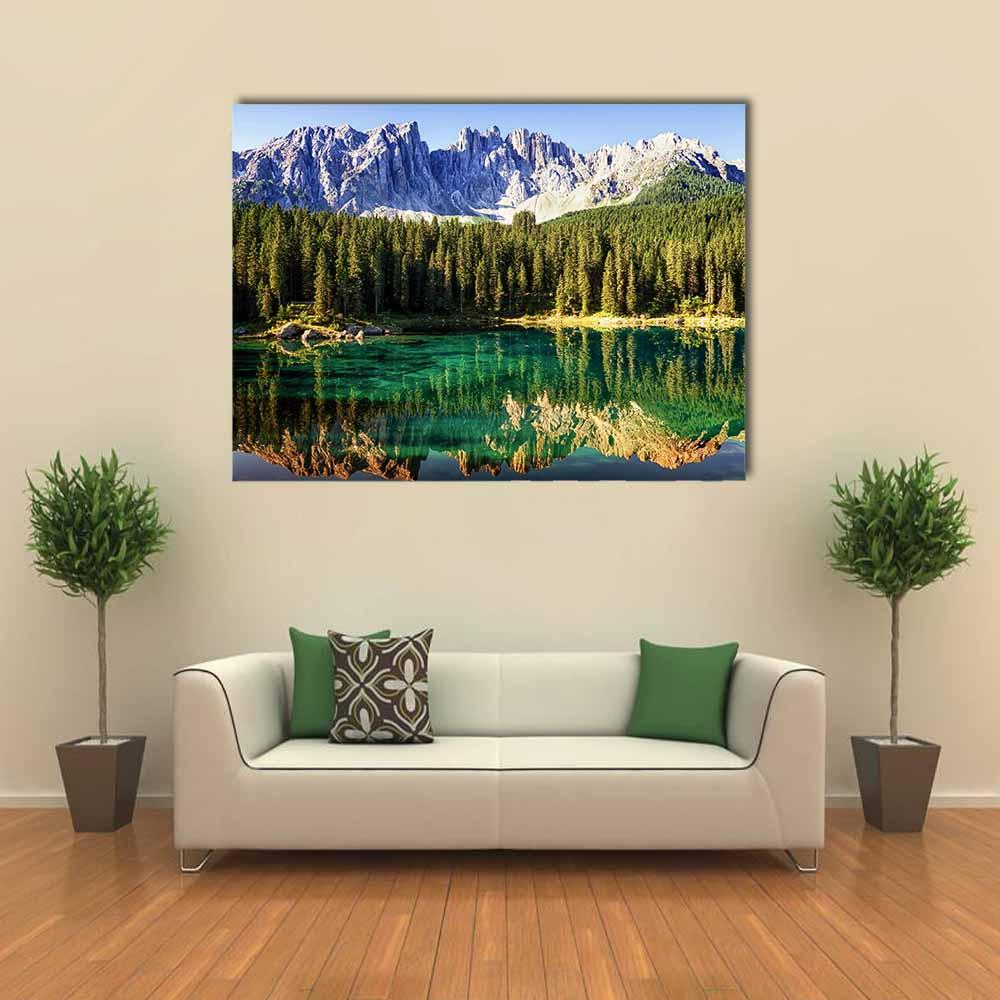 Karer Lake Italy Canvas Wall Art-1 Piece-Gallery Wrap-36" x 24"-Tiaracle