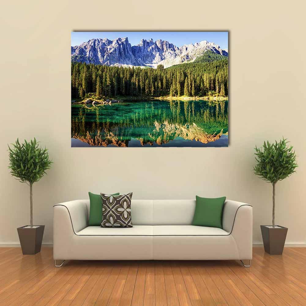 Karer Lake Italy Canvas Wall Art-1 Piece-Gallery Wrap-24" x 16"-Tiaracle