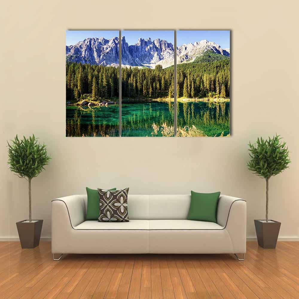 Karer Lake Italy Canvas Wall Art-3 Horizontal-Gallery Wrap-25" x 16"-Tiaracle