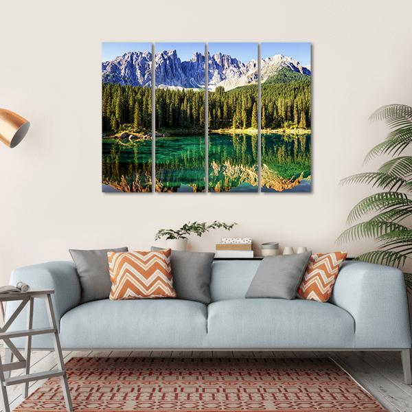 Karer Lake Italy Canvas Wall Art-4 Horizontal-Gallery Wrap-34" x 24"-Tiaracle