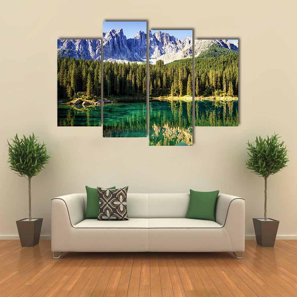 Karer Lake Italy Canvas Wall Art-4 Pop-Gallery Wrap-34" x 20"-Tiaracle