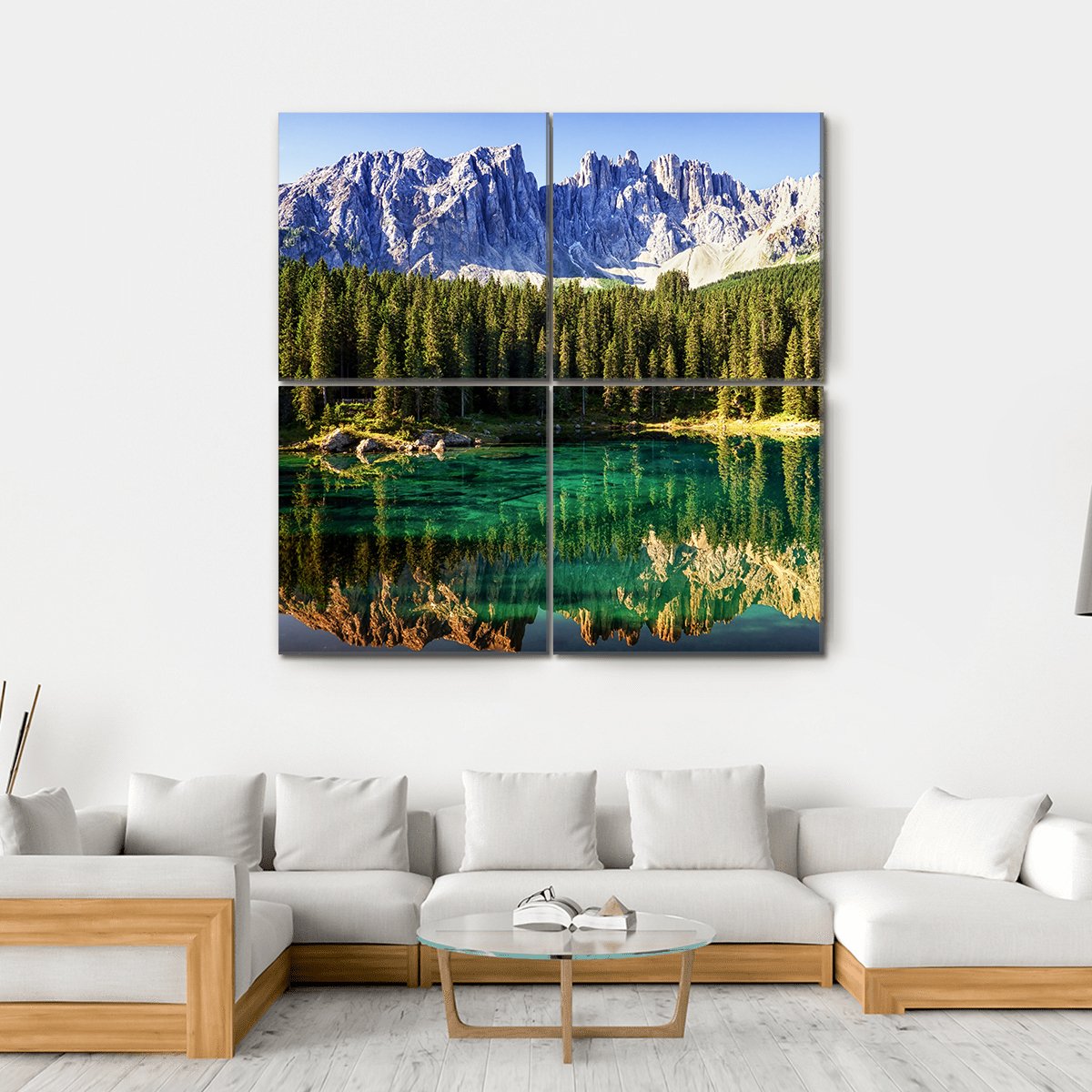 Karer Lake Italy Canvas Wall Art-4 Square-Gallery Wrap-17" x 17"-Tiaracle