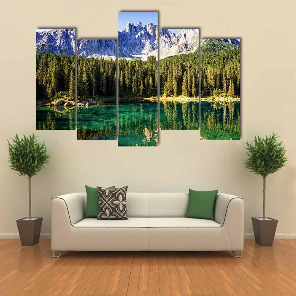 Karer Lake Italy Canvas Wall Art-5 Pop-Gallery Wrap-32" x 21"-Tiaracle
