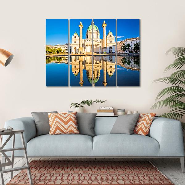 Karlskirche Church Reflection Canvas Wall Art-4 Horizontal-Gallery Wrap-34" x 24"-Tiaracle