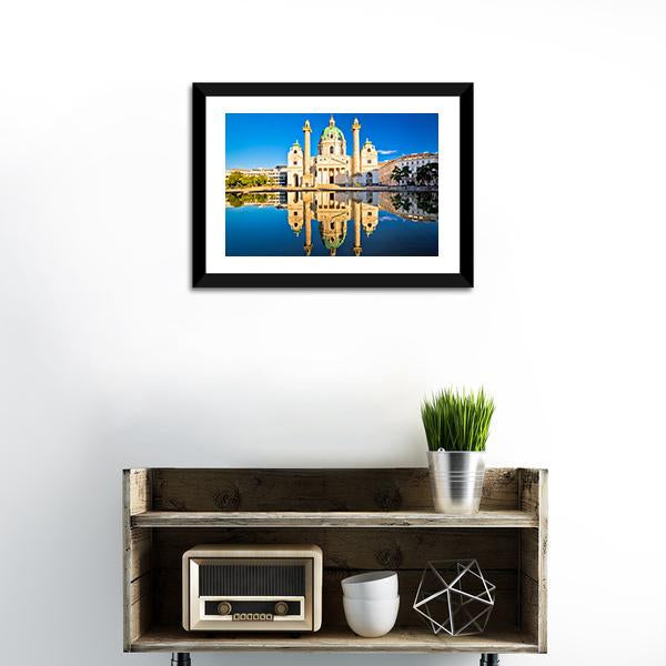 Karlskirche Church Reflection Canvas Wall Art-3 Horizontal-Gallery Wrap-25" x 16"-Tiaracle