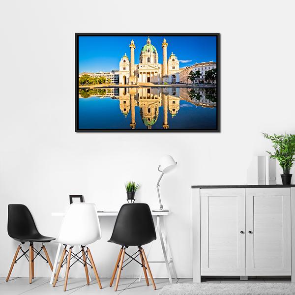 Karlskirche Church Reflection Canvas Wall Art-3 Horizontal-Gallery Wrap-25" x 16"-Tiaracle
