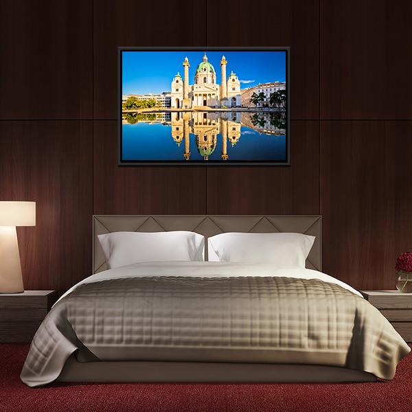 Karlskirche Church Reflection Canvas Wall Art-5 Horizontal-Gallery Wrap-22" x 12"-Tiaracle
