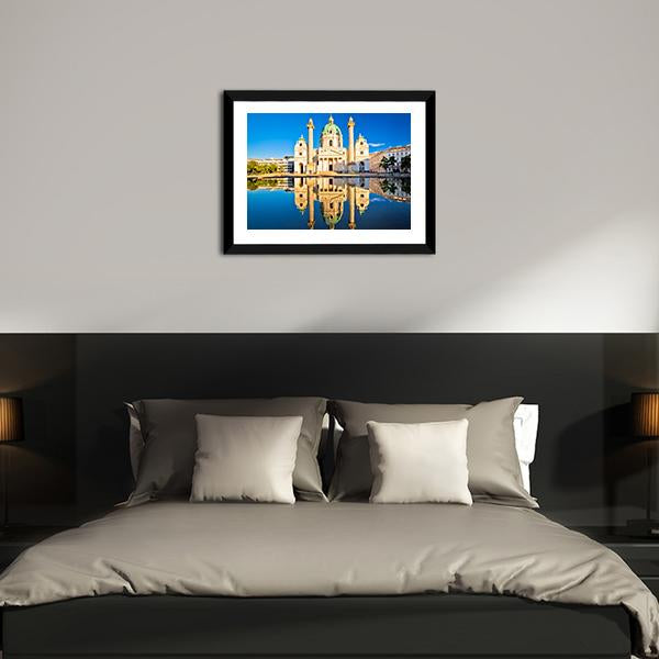 Karlskirche Church Reflection Canvas Wall Art-3 Horizontal-Gallery Wrap-25" x 16"-Tiaracle