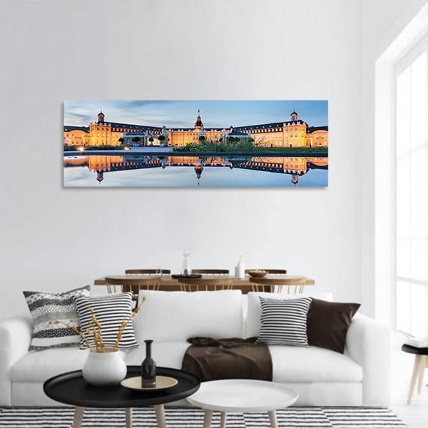 Karlsruhe Castle Reflection Panoramic Canvas Wall Art-3 Piece-25" x 08"-Tiaracle