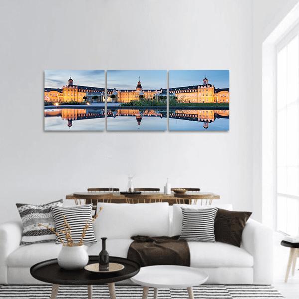 Karlsruhe Castle Reflection Panoramic Canvas Wall Art-3 Piece-25" x 08"-Tiaracle