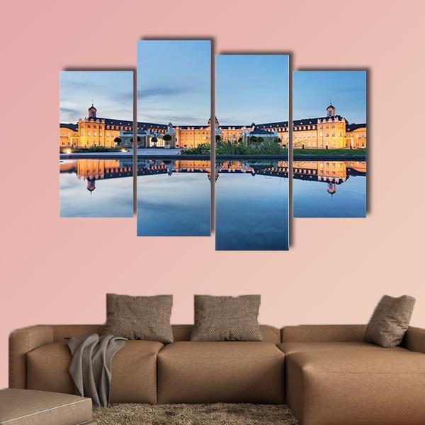 Karlsruhe Castle Reflection Canvas Wall Art-4 Pop-Gallery Wrap-50" x 32"-Tiaracle