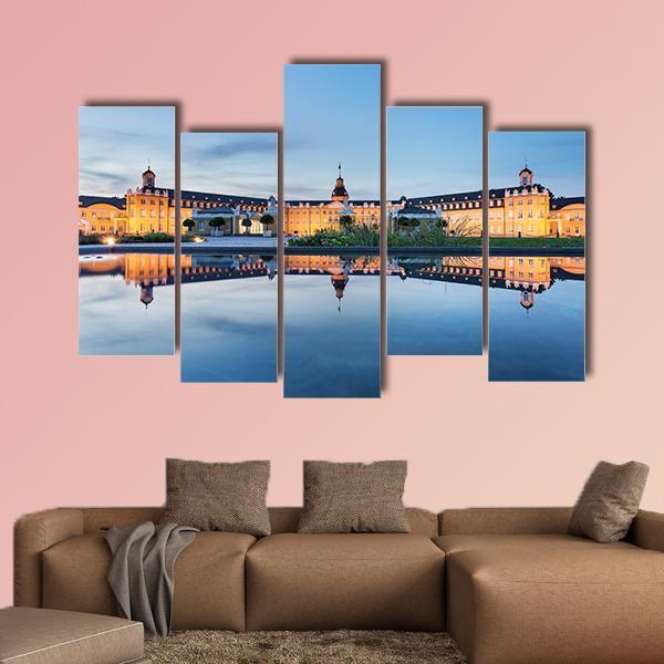 Karlsruhe Castle Reflection Canvas Wall Art-5 Pop-Gallery Wrap-47" x 32"-Tiaracle