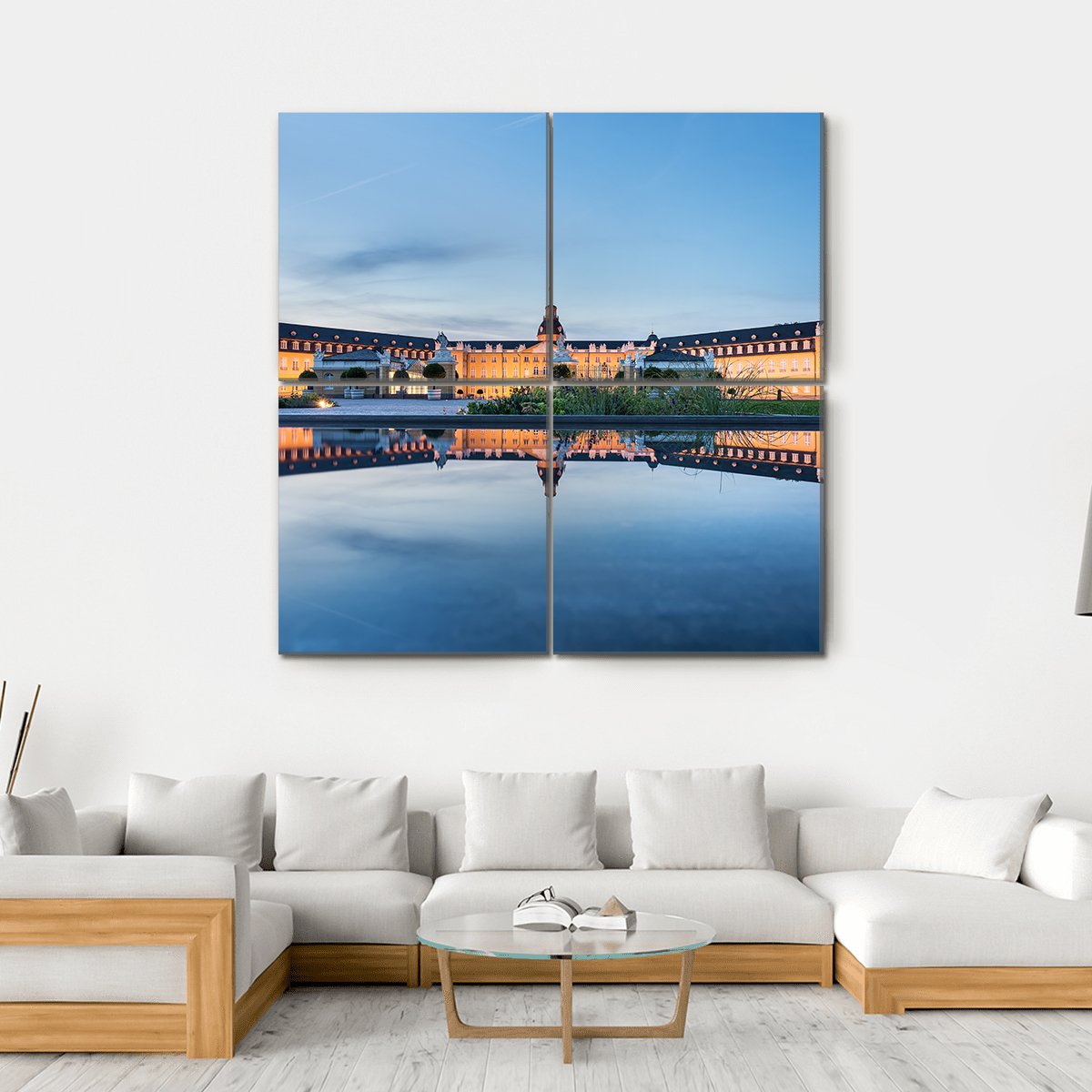 Karlsruhe Castle Reflection Canvas Wall Art-4 Square-Gallery Wrap-17" x 17"-Tiaracle