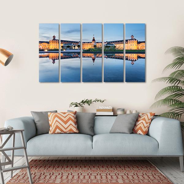 Karlsruhe Castle Reflection Canvas Wall Art-5 Horizontal-Gallery Wrap-22" x 12"-Tiaracle
