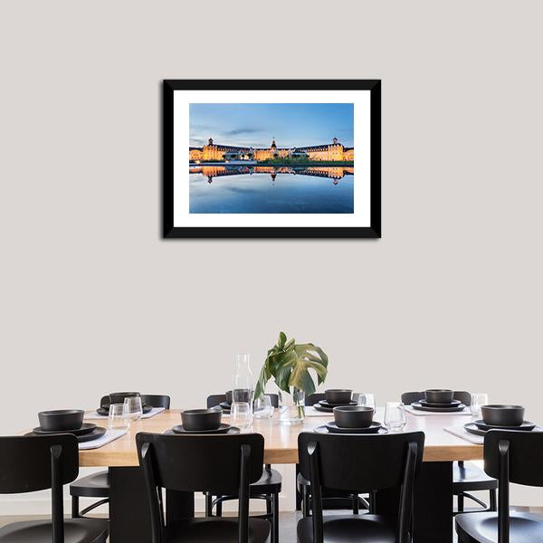 Karlsruhe Castle Reflection Canvas Wall Art-1 Piece-Framed Print-20" x 16"-Tiaracle