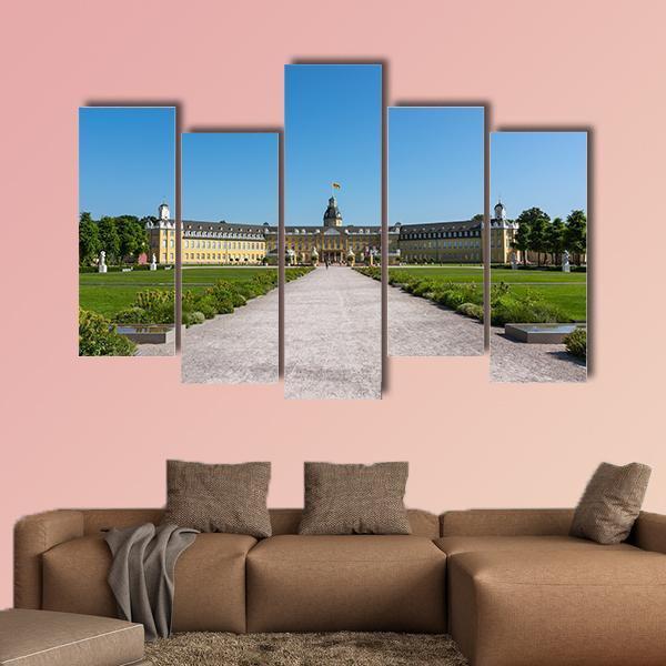 Karlsruhe Palace Canvas Wall Art-5 Star-Gallery Wrap-62" x 32"-Tiaracle