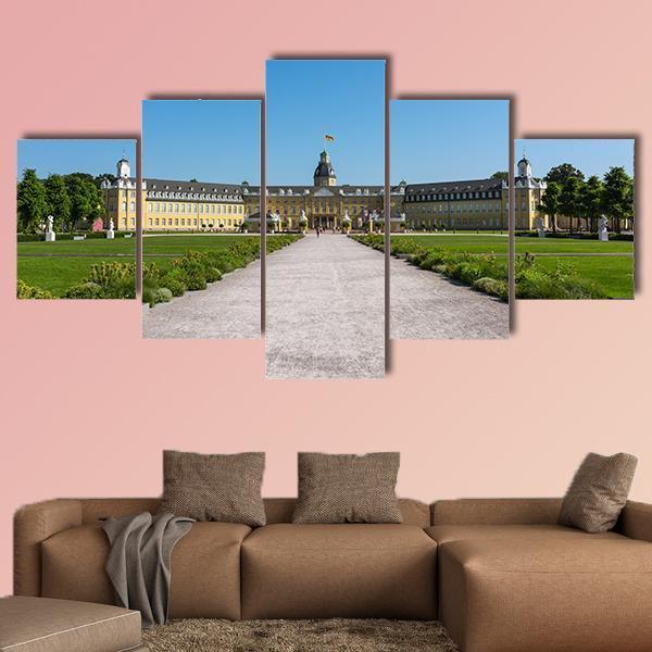 Karlsruhe Palace Canvas Wall Art-5 Star-Gallery Wrap-62" x 32"-Tiaracle