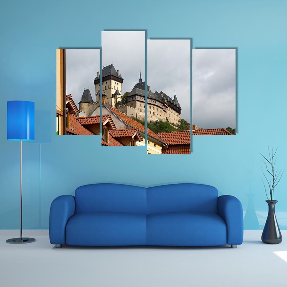 Karlstejn Medieval Castle Canvas Wall Art-4 Pop-Gallery Wrap-50" x 32"-Tiaracle