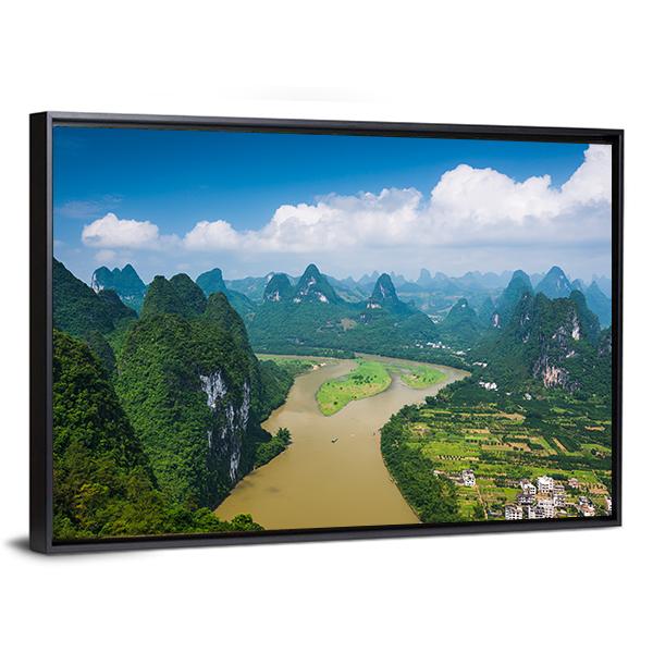 Karst Mountain Landscape Canvas Wall Art-3 Horizontal-Gallery Wrap-25" x 16"-Tiaracle
