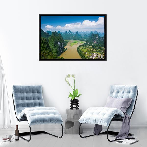 Karst Mountain Landscape Canvas Wall Art-1 Piece-Floating Frame-24" x 16"-Tiaracle