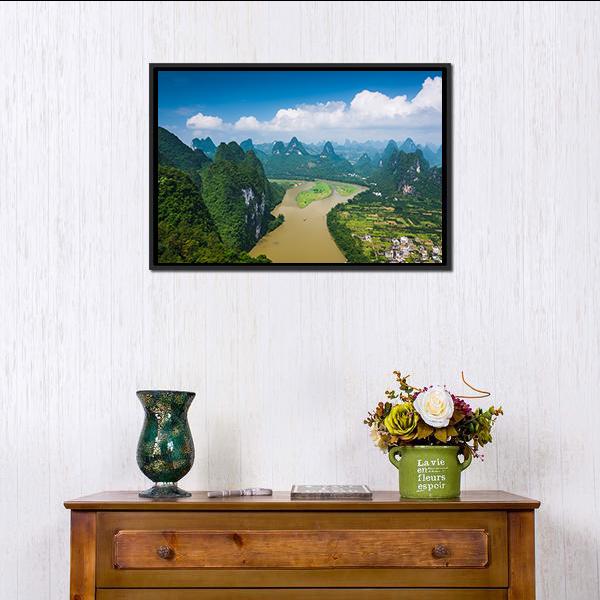 Karst Mountain Landscape Canvas Wall Art-3 Horizontal-Gallery Wrap-25" x 16"-Tiaracle
