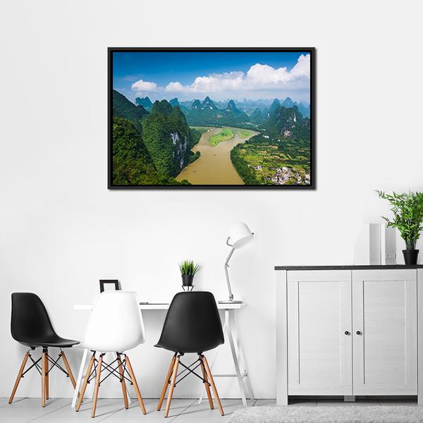 Karst Mountain Landscape Canvas Wall Art-3 Horizontal-Gallery Wrap-25" x 16"-Tiaracle