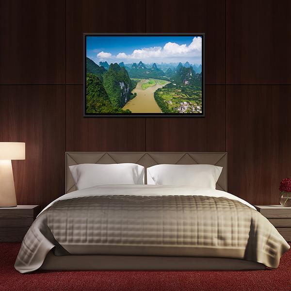 Karst Mountain Landscape Canvas Wall Art-3 Horizontal-Gallery Wrap-25" x 16"-Tiaracle