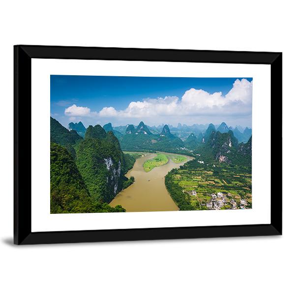 Karst Mountain Landscape Canvas Wall Art-3 Horizontal-Gallery Wrap-25" x 16"-Tiaracle