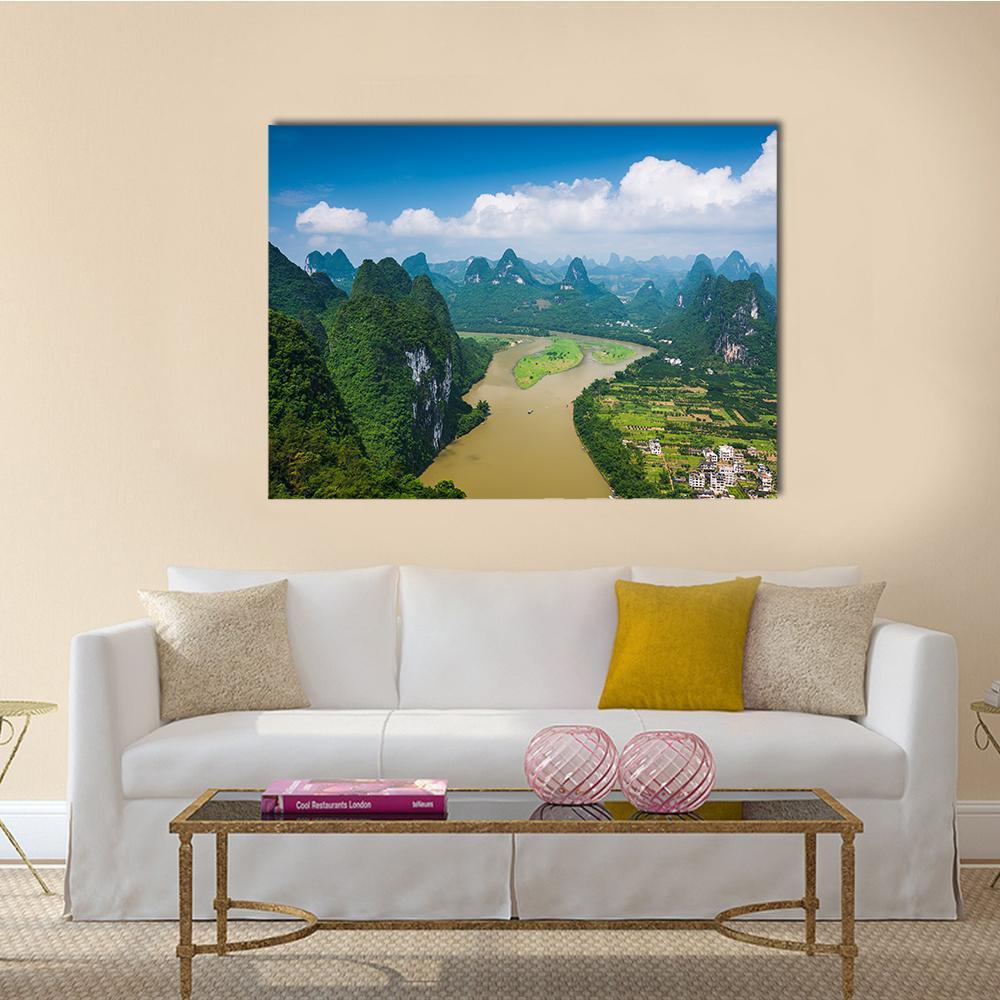 Karst Mountain Landscape Canvas Wall Art-1 Piece-Gallery Wrap-48" x 32"-Tiaracle