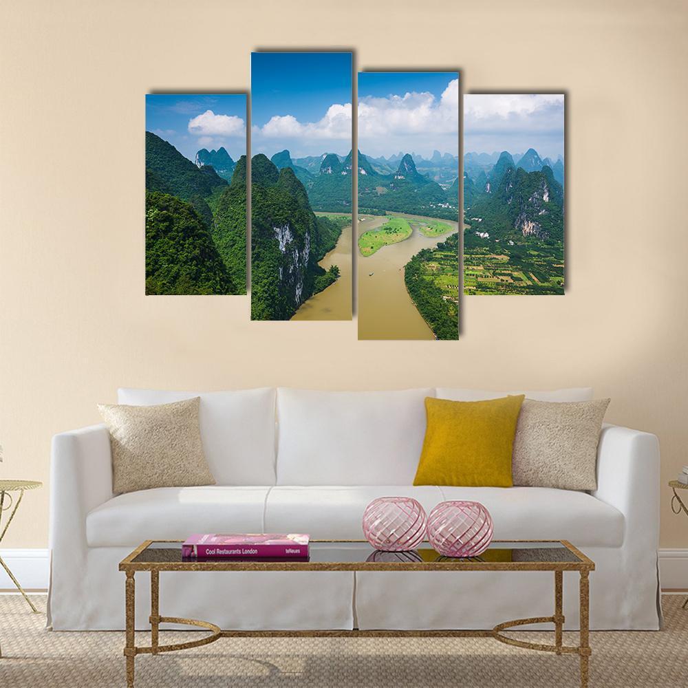 Karst Mountain Landscape Canvas Wall Art-4 Pop-Gallery Wrap-50" x 32"-Tiaracle