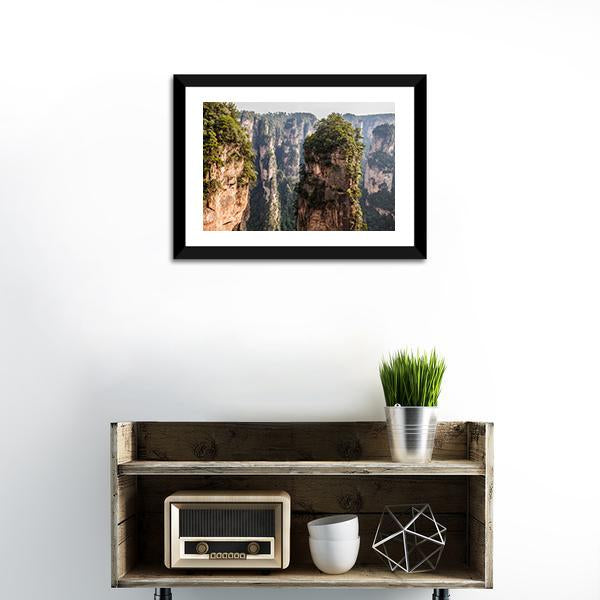 Karst Pillars At Wulingyuan Canvas Wall Art-3 Horizontal-Gallery Wrap-25" x 16"-Tiaracle