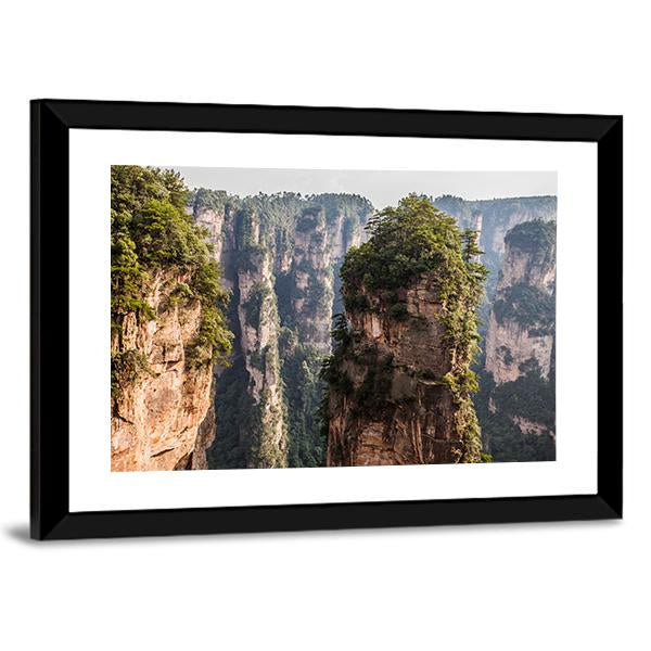 Karst Pillars At Wulingyuan Canvas Wall Art-3 Horizontal-Gallery Wrap-25" x 16"-Tiaracle