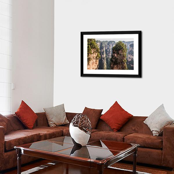 Karst Pillars At Wulingyuan Canvas Wall Art-3 Horizontal-Gallery Wrap-25" x 16"-Tiaracle