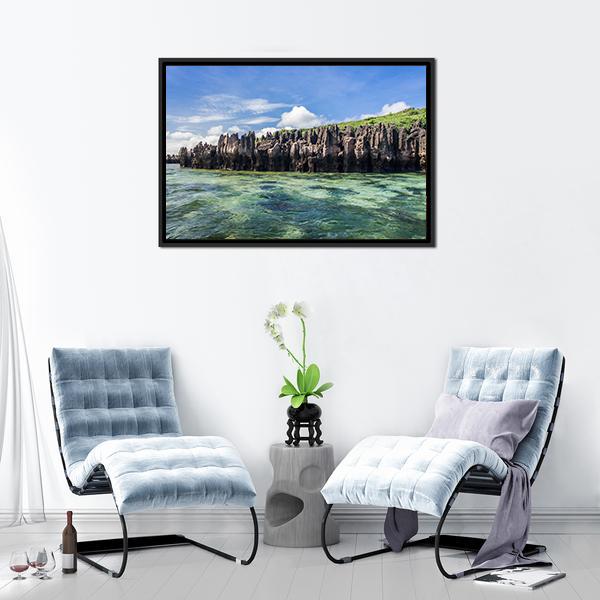 Karts In Emerald Sea Canvas Wall Art-1 Piece-Floating Frame-24" x 16"-Tiaracle