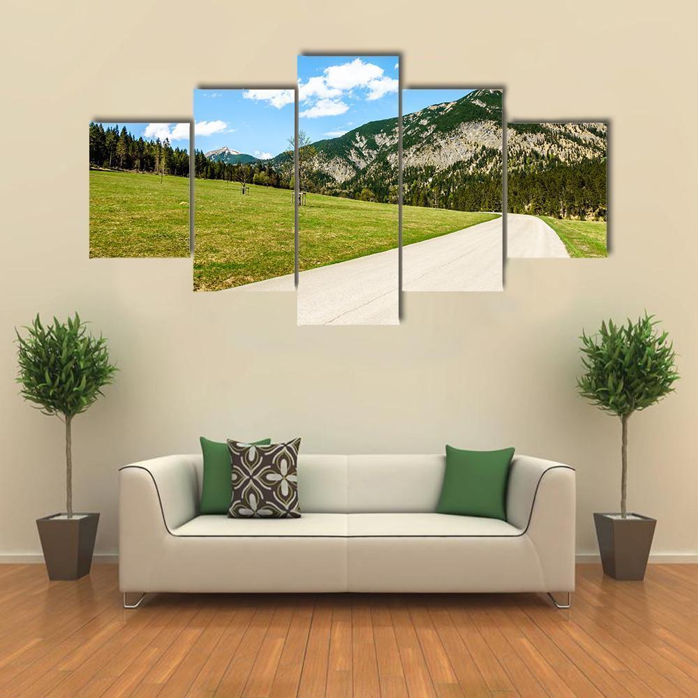 Karwendel Mountains Austria Canvas Wall Art-5 Star-Gallery Wrap-62" x 32"-Tiaracle