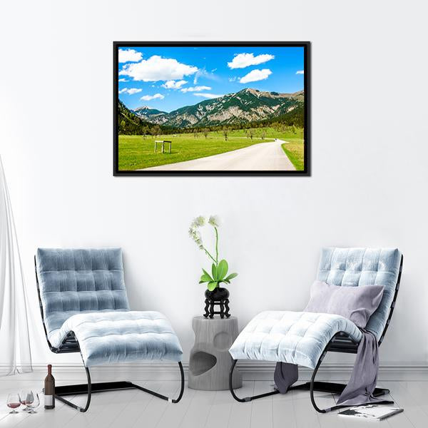 Karwendel Mountains Canvas Wall Art-1 Piece-Floating Frame-24" x 16"-Tiaracle