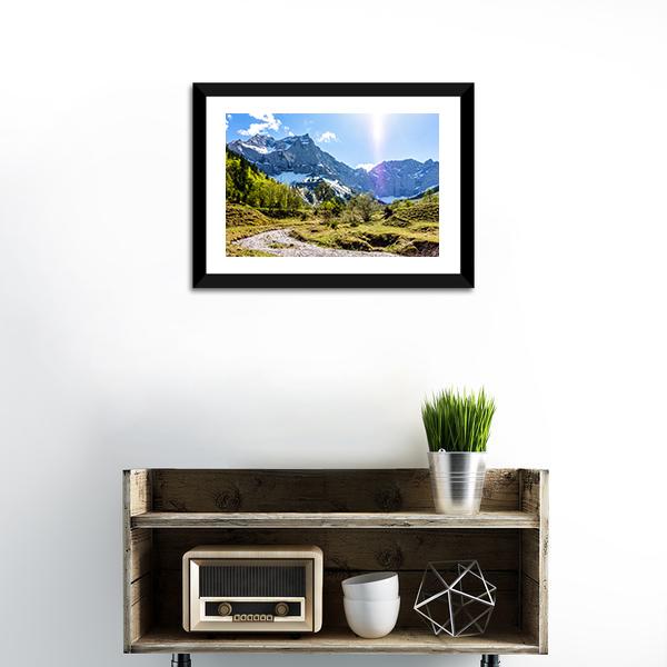 Karwendel Mountains In Austria Canvas Wall Art-3 Horizontal-Gallery Wrap-25" x 16"-Tiaracle
