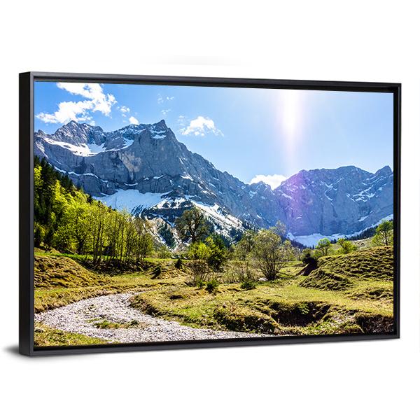 Karwendel Mountains In Austria Canvas Wall Art-3 Horizontal-Gallery Wrap-25" x 16"-Tiaracle