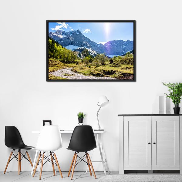 Karwendel Mountains In Austria Canvas Wall Art-3 Horizontal-Gallery Wrap-25" x 16"-Tiaracle