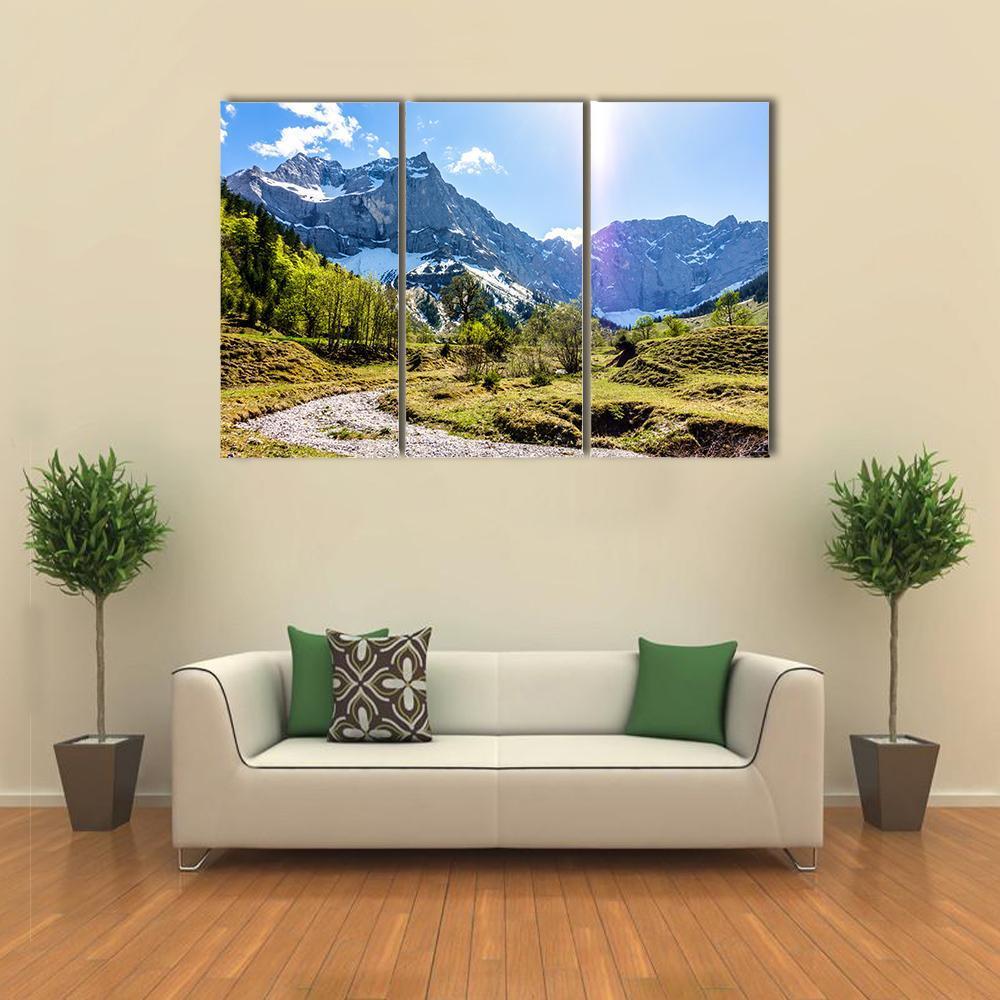 Karwendel Mountains In Austria Canvas Wall Art-5 Pop-Gallery Wrap-47" x 32"-Tiaracle