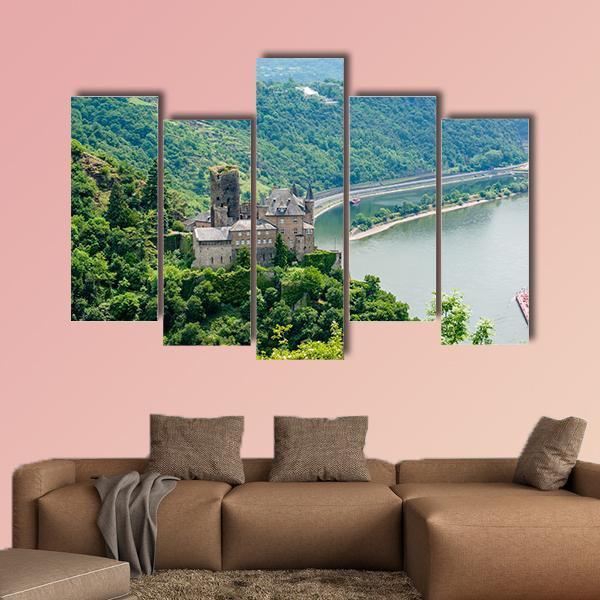 Katz Castle Germany Canvas Wall Art-5 Pop-Gallery Wrap-47" x 32"-Tiaracle