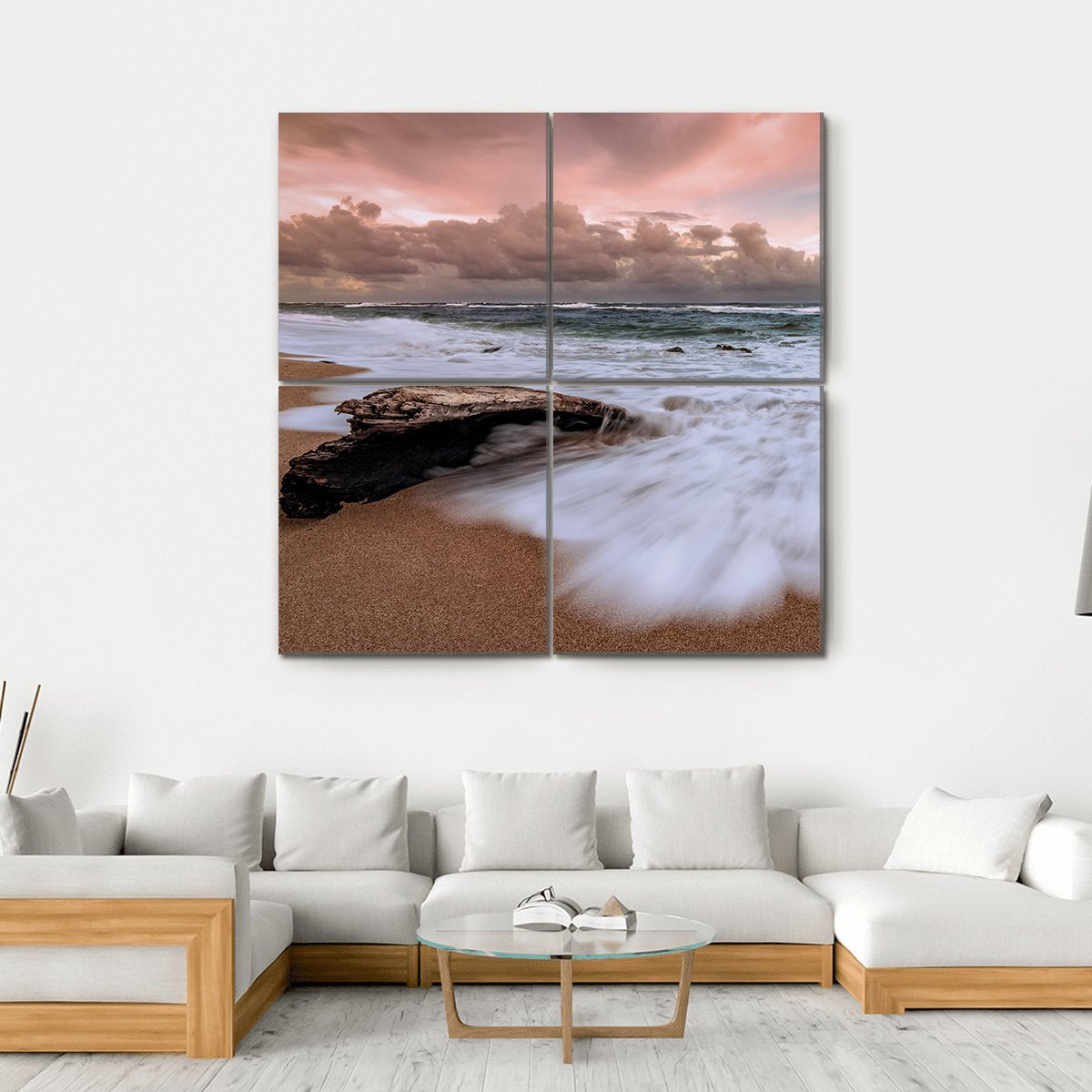 Kauai Hawaii Beach Canvas Wall Art-4 Square-Gallery Wrap-17" x 17"-Tiaracle