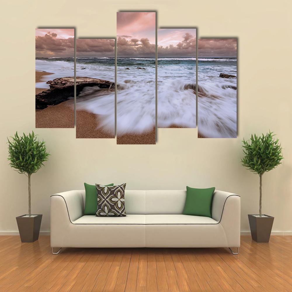 Kauai Hawaii Beach Canvas Wall Art-5 Pop-Gallery Wrap-47" x 32"-Tiaracle