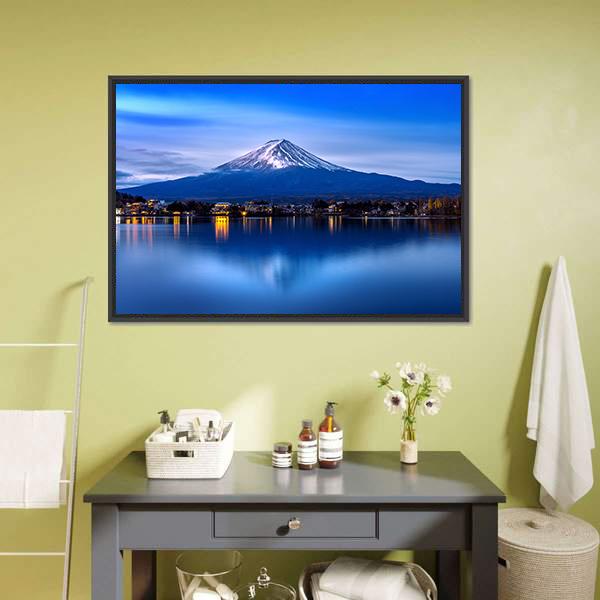 Kawaguchiko Lake Canvas Wall Art-1 Piece-Floating Frame-24" x 16"-Tiaracle
