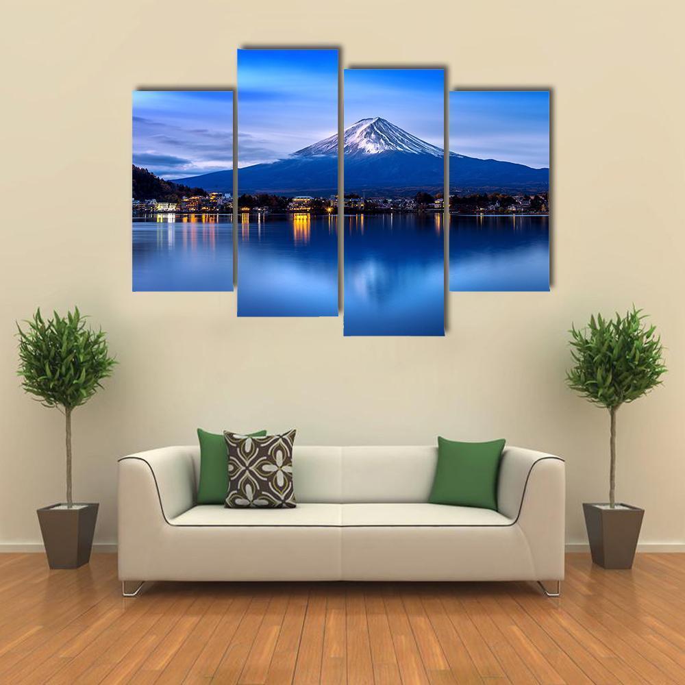 Kawaguchiko Lake Canvas Wall Art-4 Pop-Gallery Wrap-50" x 32"-Tiaracle