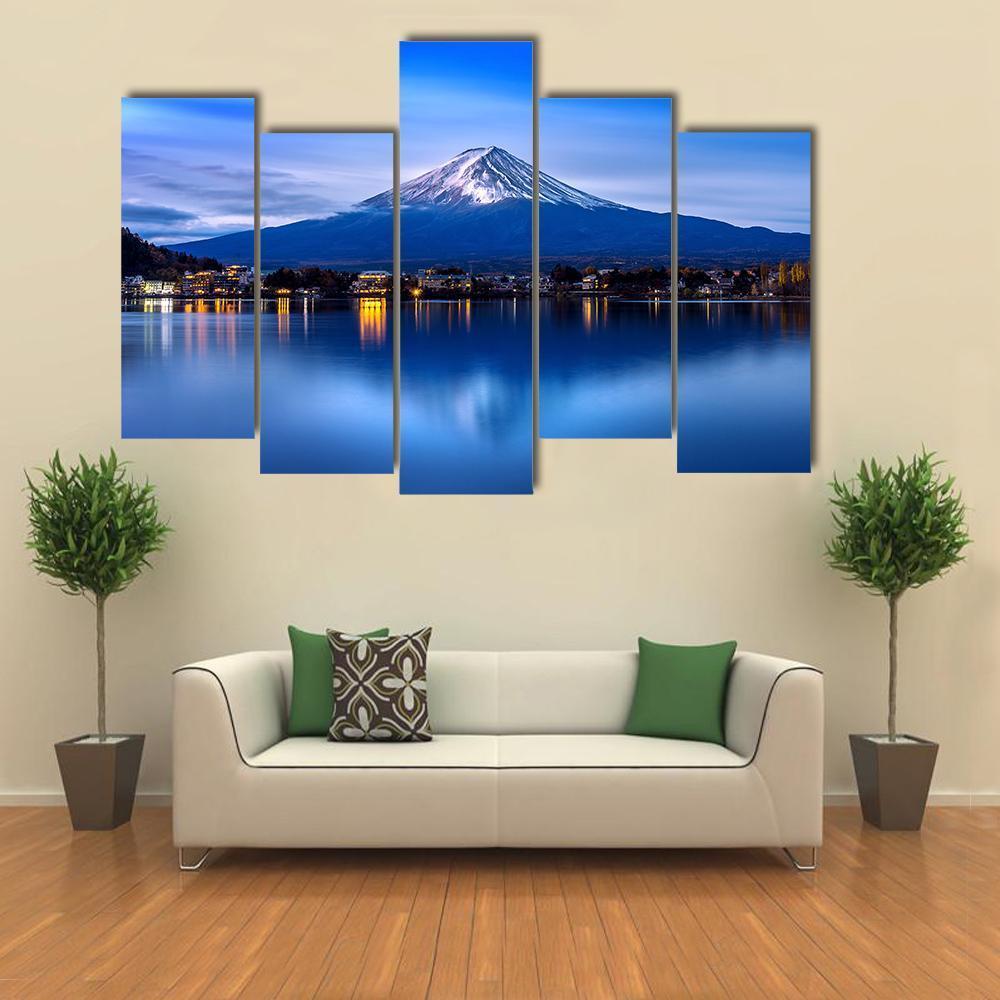 Kawaguchiko Lake Canvas Wall Art-5 Pop-Gallery Wrap-47" x 32"-Tiaracle